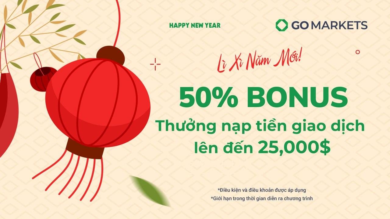 Lì Xì Năm Mới - GO Markets thưởng nạp tiền lên đến 50%